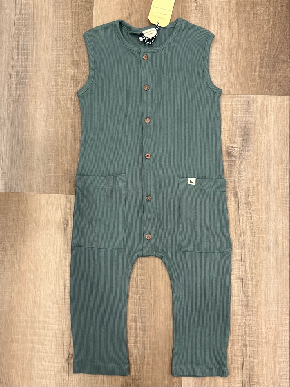 NWT Turtledove London Steel Rib Organic Cotton Dungaree Jumpsuit Neutral 3-4T